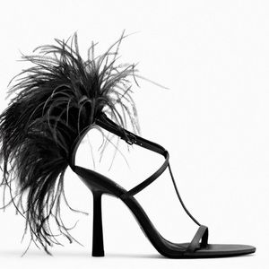 Zara Feathered Heeled sandal